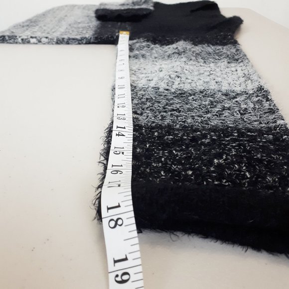 Fuzzy Knit Black Grey Gradient Striped Sweater - Picture 6 of 12